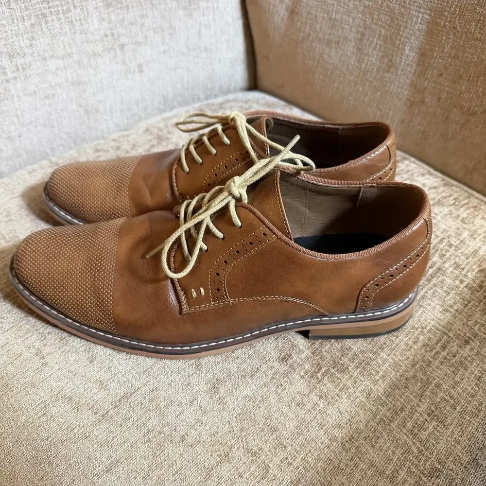 Madden Classic Men's Oxford Shoes Size 9 M-ALK Cognac Dress Perforated Toe w/Box